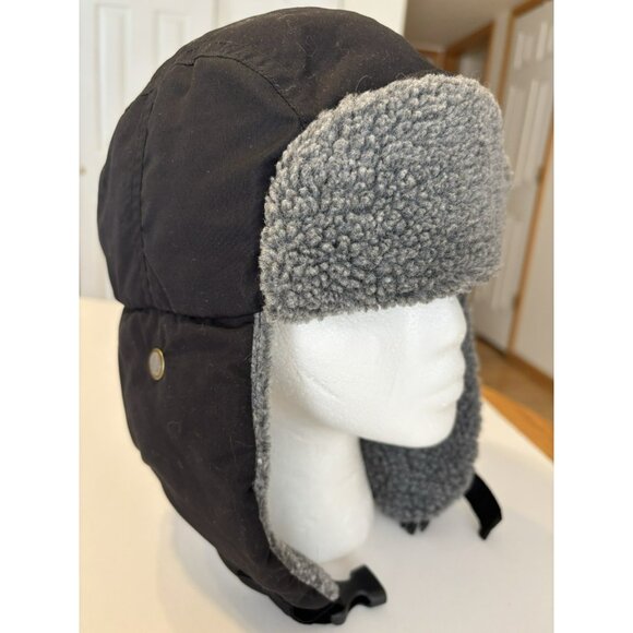 BioDomes Black Microfiber Trapper Hat with Faux Fur Lining – Warm Winter Cap - Picture 1 of 6